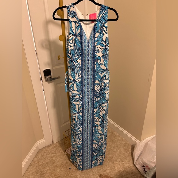 Lilly Pulitzer Pants - Lilly Pulitzer Blue Floral Maxi Romper – Size 2 🌸